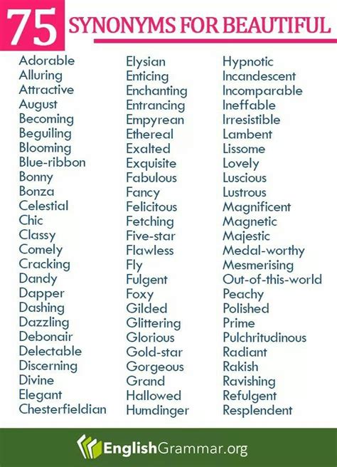 Vocabulary Words Synonyms Of Beautiful - Words Of Wisdom Mania