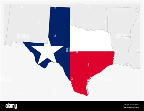 US state Texas map highlighted in Texas flag colors, gray map with ...