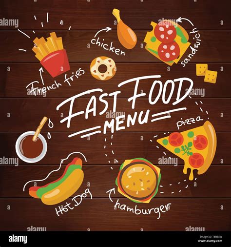 Vector fast food design with different dishes Stock Vector Image & Art - Alamy