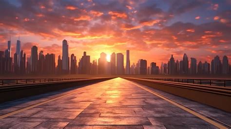 Premium Photo | Panoramic city skyline and buildings with empty asphalt road at sunrise