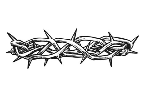 Crown Of Thorns Jesus Christ Side View Ink Vector