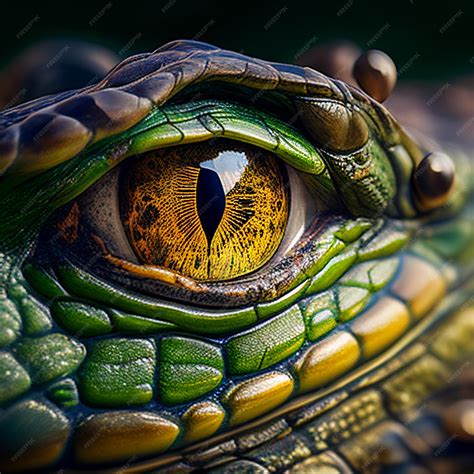 Premium Photo | Eye of crocodile alligator framed by green scales close-up, eye of a animal ...