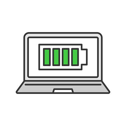 Fully Charged Laptop Battery Icon Stock Illustration - Download Image Now - Battery, Charging ...