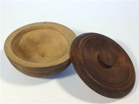 Vintage Wood Shaving Bowl with Lid | eBay | Shaving bowl, Vintage wood, Vintage boxes wooden