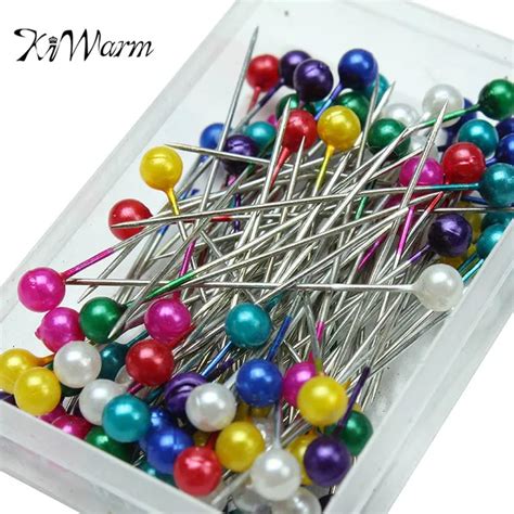 KiWarm 80Pcs/set Sewing Accessories Patchwork Pins Pearl Head Pins Needles Sewing Pin With ...