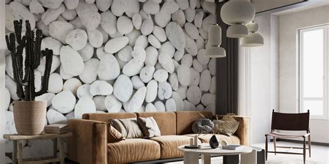 White Pebbles Wallpaper | Happywall.com