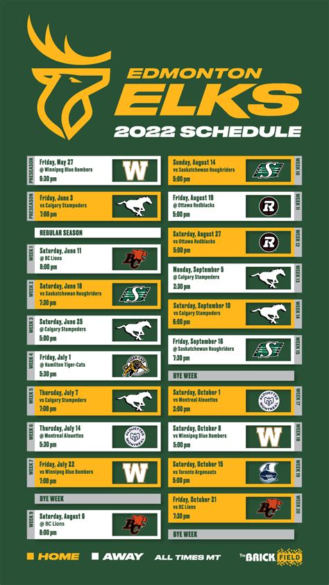 Edmonton Elks reveal 2022 schedule; first home game June 18 vs. Riders ...