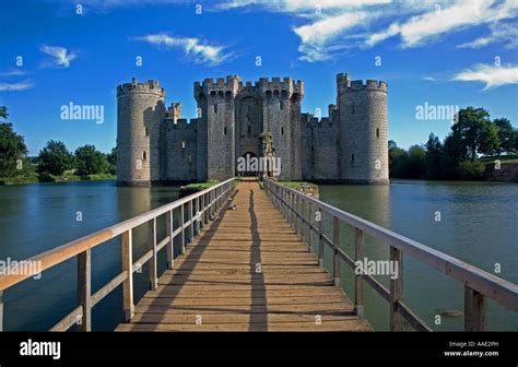 Bodium Castle with main bridge over moat Stock Photo - Alamy