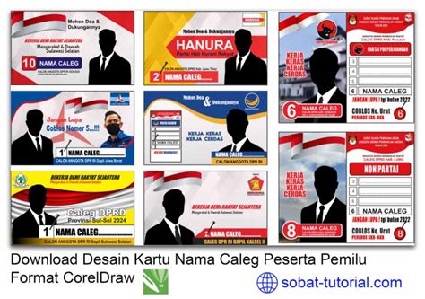 Download Desain Kartu Nama Caleg Peserta Pemilu Format CorelDraw - Sobat-Tutorial