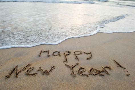 Happy New Year Sign on Beach Stock Image - Image of scenery, seasonal: 104990283