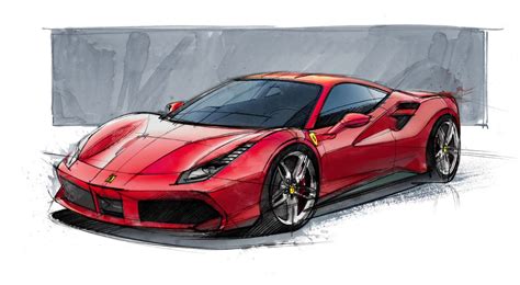 Ferrari 488 GTB sketch | Ferrari | Pinterest | Ferrari, Cars and Car sketch