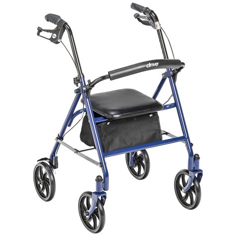 Drive Medical Four Wheel Walker Rollator with Fold Up Removable Back Support Blue | Walgreens