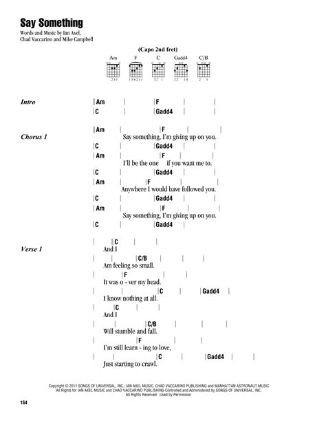 Say Something (Guitar Chords/Lyrics) - Print Sheet Music Now