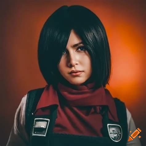 Dreamy portrait of mikasa from attack on titan cosplay