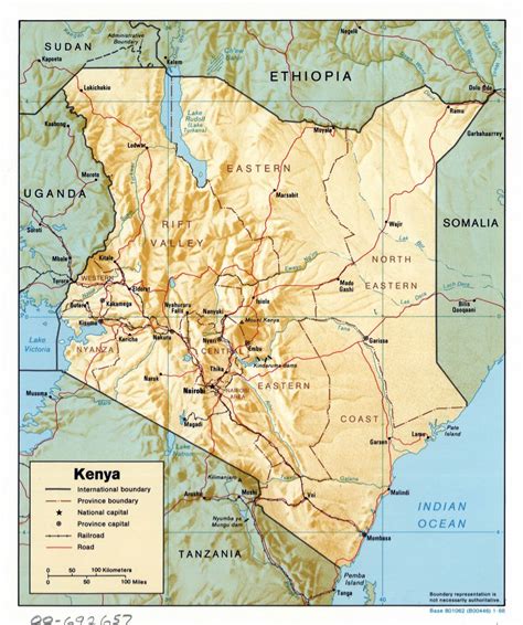 Large detailed political and administrative map of Kenya with relief ...