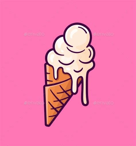 Vector Cartoon Melting Ice Cream Balls in the Cone | Ice cream art, Melting ice cream, Ice cream ...