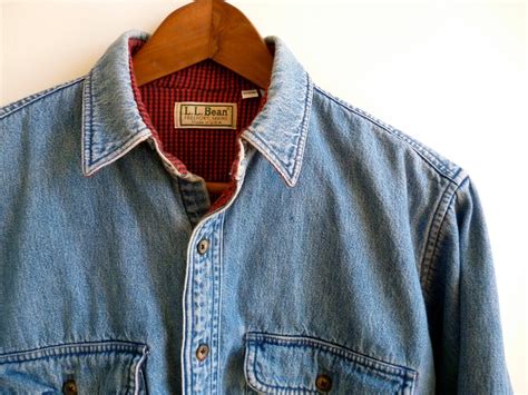 Vintage L.L. Bean Flannel Lined Denim Shirt Mens S