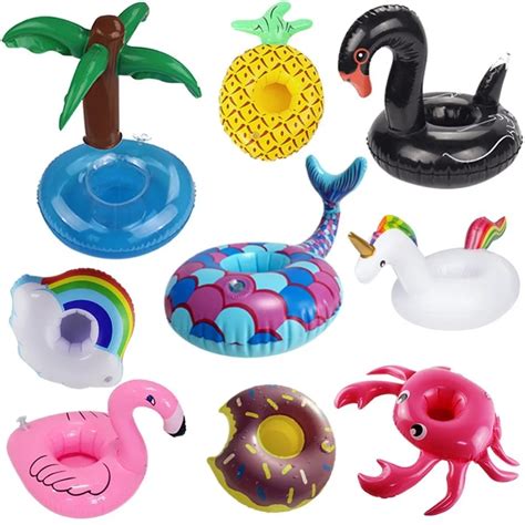 Inflatable Drink Holders 9 Packs Floats Cup Coasters for Pool Party and Kids Bath Toys Mermaid ...