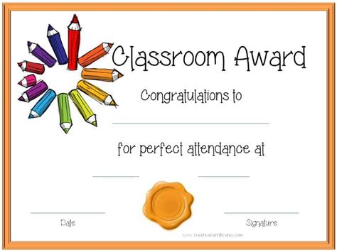 Perfect Attendance Award Certificates | Free Instant Download