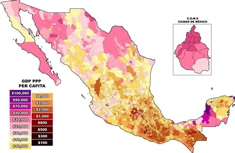 Mexican Municipalities by GDP per capita, PPP,... - Maps on the Web