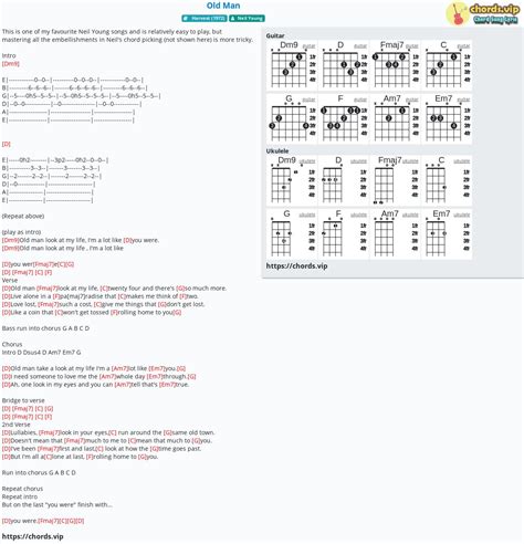 Chord: Old Man - Neil Young - tab, song lyric, sheet, guitar, ukulele | chords.vip