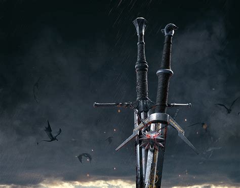 1366x768px | free download | HD wallpaper: two gray swords with black ...