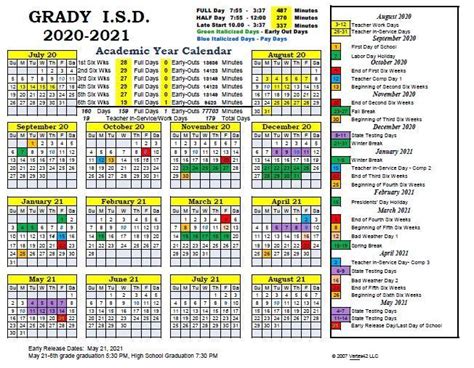 Updated 2020-2021 School Calendar | Grady ISD