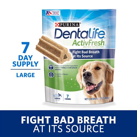 Purina DentaLife Large Breed Dog Dental Chews, ActivFresh Daily Oral Care Large Chews, 7 ct ...