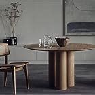 Amazon.com - NIUYAO Modern Round Solid Wood Dining Table, 31.5" W Circular Tabletop with 3 Legs ...