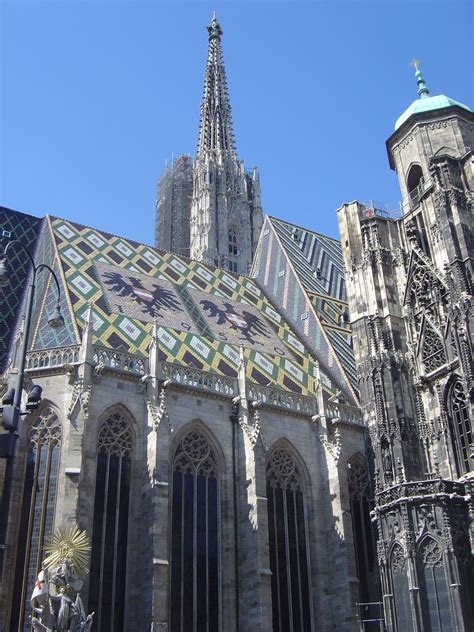 St. Stephen's Cathedral. A very unique Gothic cathedral I saw in Vienna. The roof is covered in ...