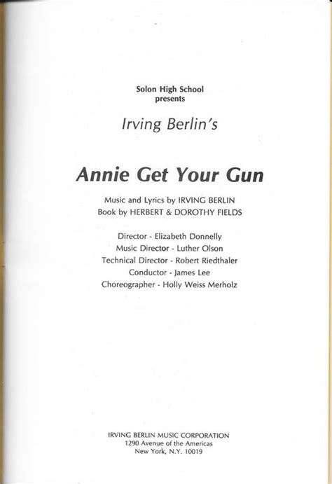 annie get your gun 1982 - Solon High School Drama Club