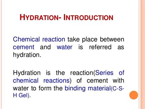 Hydration of cement