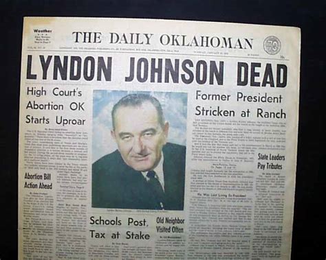 The death of former President Lyndon B. Johnson... Roe vs. Wade... - RareNewspapers.com