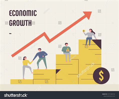 economic growth graph and people character. concept vector illustration ...