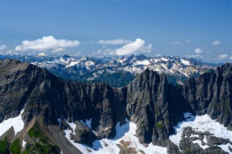 Jagged Peaks Covered in Summer Snow Stock Image - Image of scenery ...