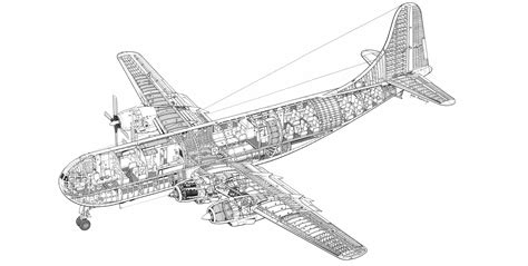 Boeing 377 Stratocruiser Cutaway Drawing in High quality