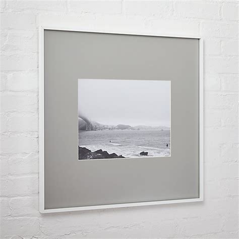 gallery white 11x14 picture frame with grey mat + Reviews | CB2