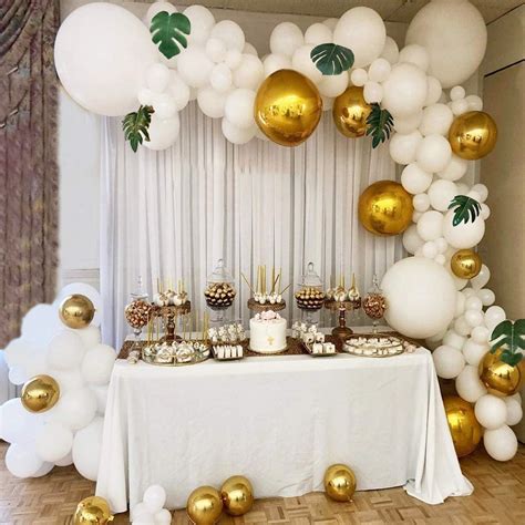 Buy Balloon Garland Arch Kit White and Gold Latex Balloons Pack for Baby Shower Birthday ...