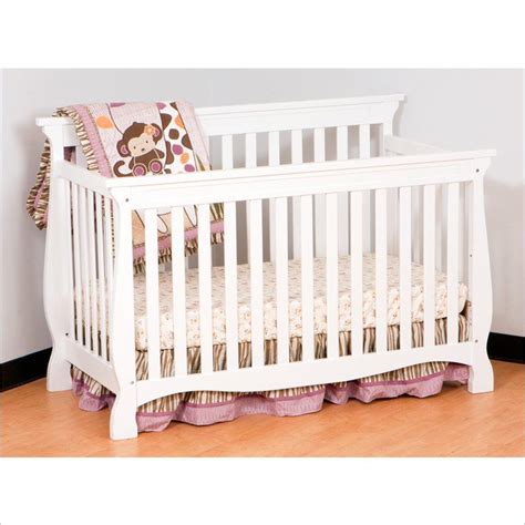 Stork Craft Carrara 4-in-1 Fixed Side Convertible Crib in White | Cribs, Convertible crib white ...