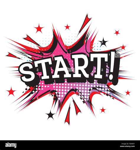 Start! Comic Text in Pop Art Style. Vector Illustration Stock Vector ...