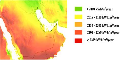 Global Horizontal Irradiance (GHI) across the region. | Download ...