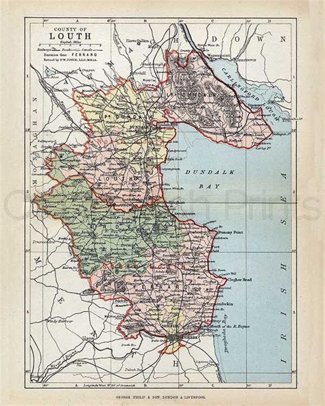 Louth 1889 Antique Irish County Map of Louth Printed on - Etsy Ireland