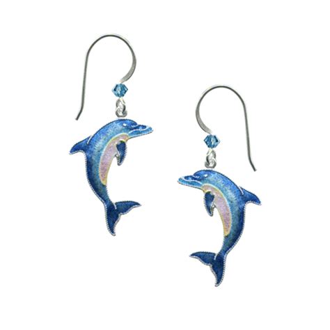 Dolphin Cloisonne Wire Earrings | Bamboo Jewelry Dolphin Wire Earrings