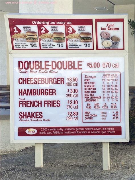 Menu at In-N-Out Burger fast food, Daly City, 372 Gellert Blvd