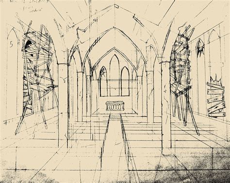 Abandoned Church - Illustrated Perspective Drawing