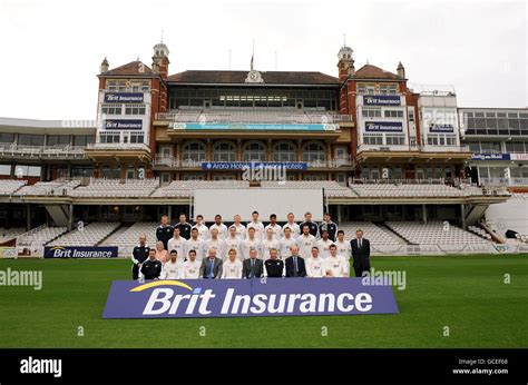 Cricket - Surrey County Cricket Club - Press Day - The Brit Oval. Surrey team group Stock Photo ...