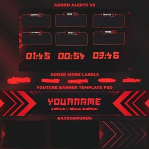 Animated RED Twitch Overlay Package Minimal Red Twitch Theme Red Stream ...