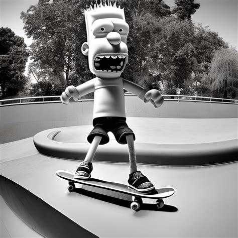 Fotografía de Bart Simpson patinando en un parque · Creative Fabrica