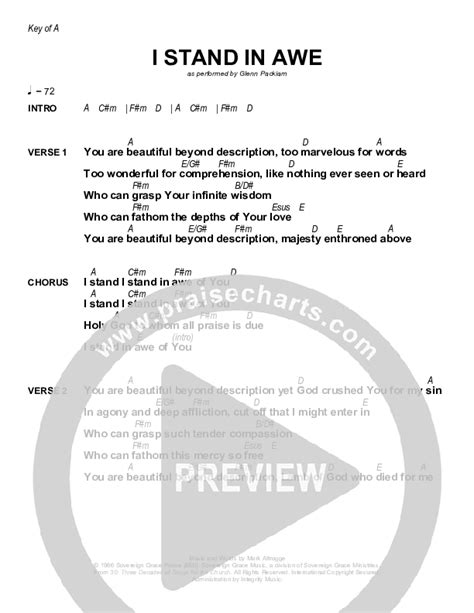 I Stand In Awe Chords PDF (Sovereign Grace / Glenn Packiam) - PraiseCharts