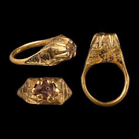 At Auction: Medieval Period Enamelled Gold Ring with Gem